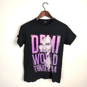 Rare Demi Lovato 2014 Tour Memorabilia Retro Y2K Logo Style Boxy Tee Shirt S